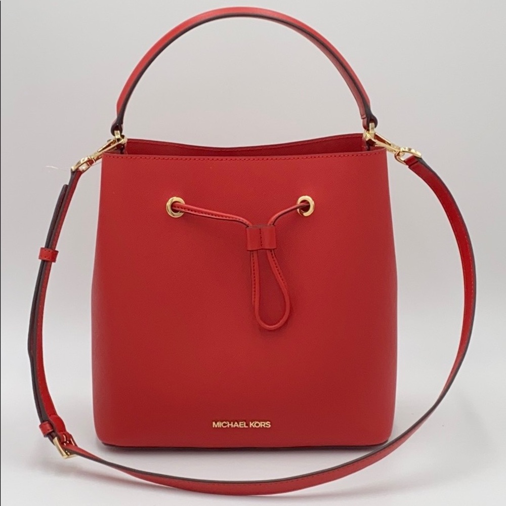 MICHAEL KORS SURI LARGE BUCKETS MESSENGER FLAME - Picture 3 of 15